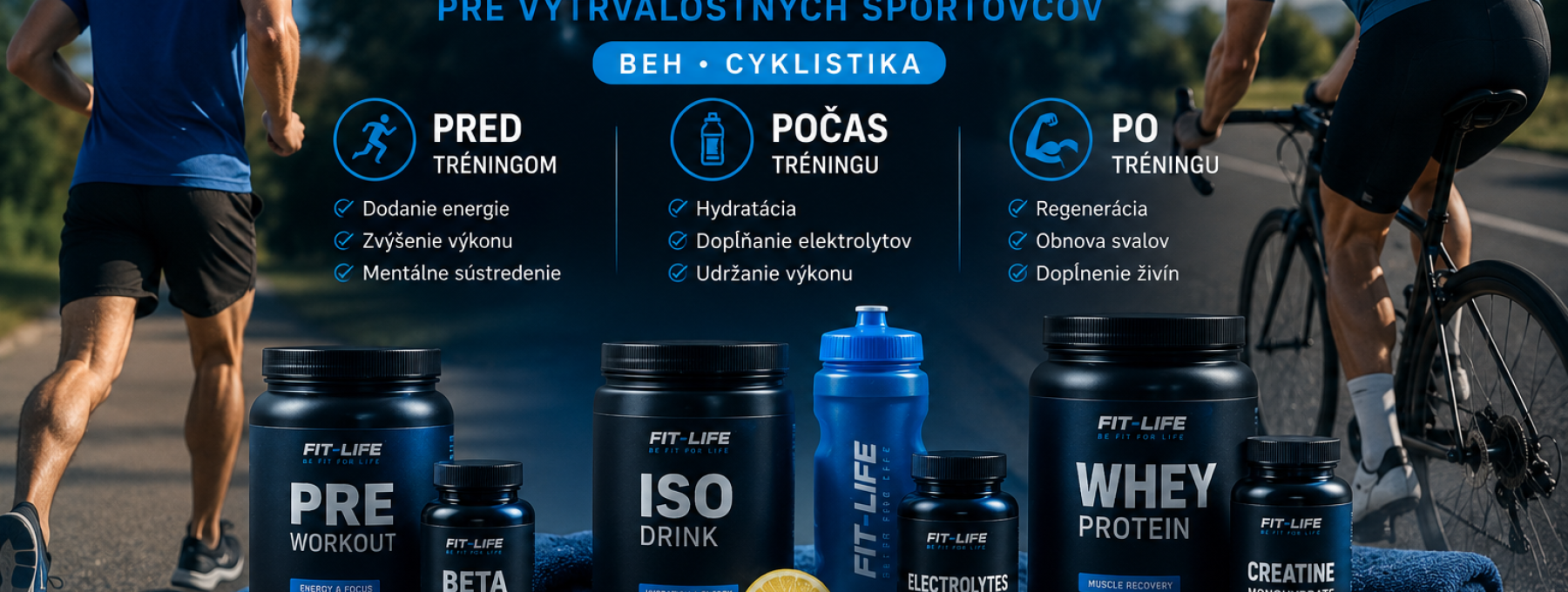 Suplementačný plán pre vytrvalostných športovcov (Beh, cyklistika): Čo brať pred, počas a po tréningu