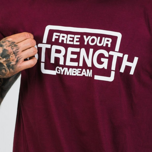 Pánské tričko Free Your Strength Maroon White - GymBeam