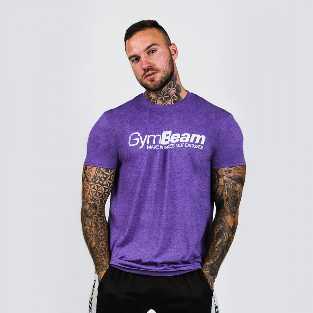 Pánské tričko Make Muscles heather Purple - GymBeam